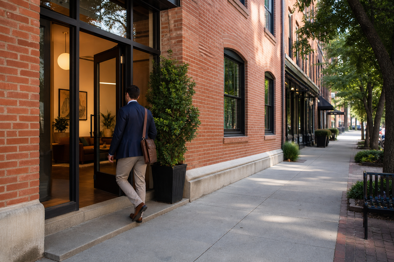 Brick technology studio exterior in downtown Raleigh